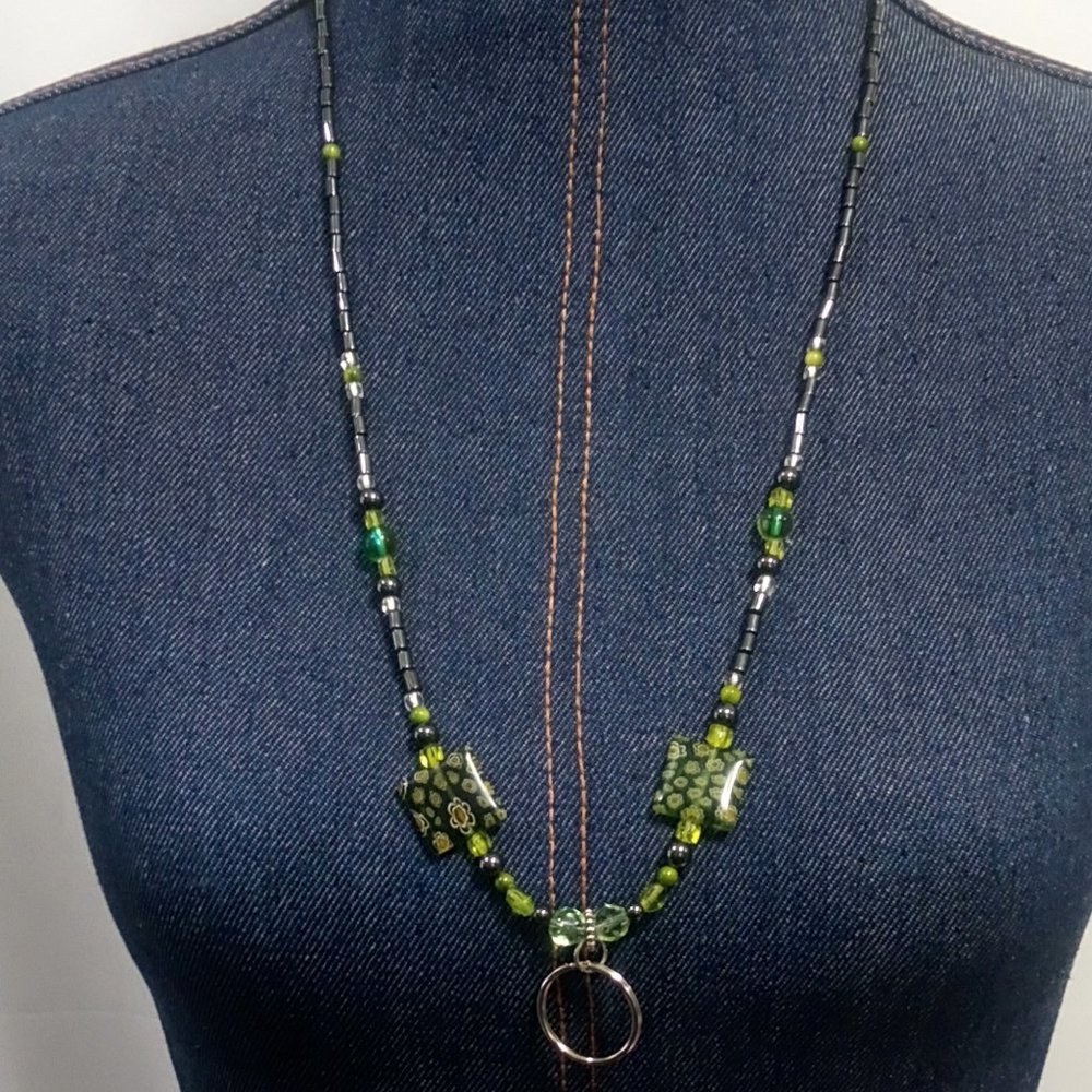 Hand Crafted Beaded Eye Glass Badge Essential Oil Diffuser Holder Necklace